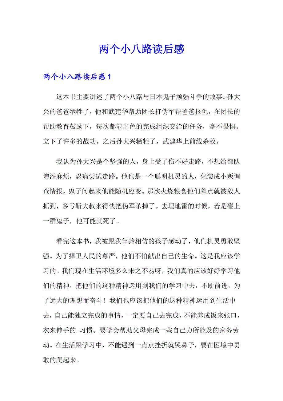 两个小八路读后感_第1页