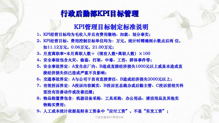 行政后勤部KPI管理目标课件_第2页