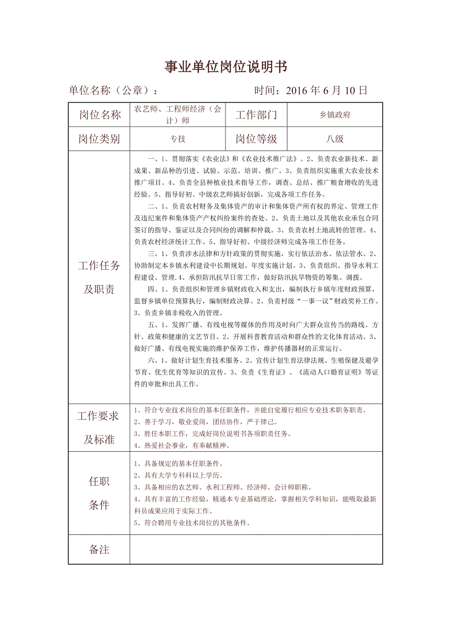 乡镇政府事业单位岗位说明书 含高级经济师等.doc_第3页