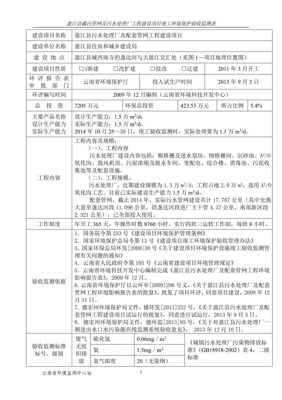 盈江污水处理厂竣工验收监测表.doc_第5页