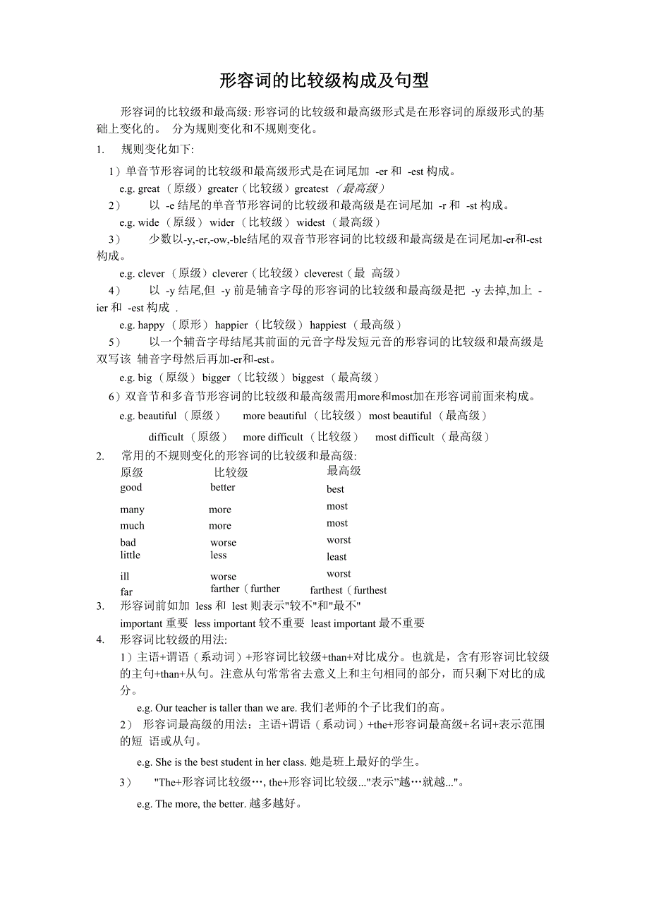 形容词的比较级构成及句型_第1页
