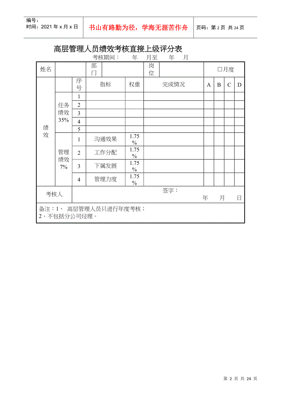 房地产公司员工考核表格_第2页