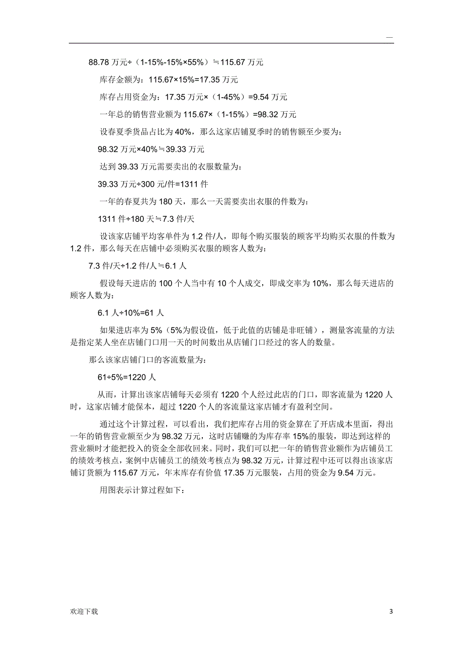 盈亏平衡点 服饰服装案例 服装店盈利计算公式_第3页