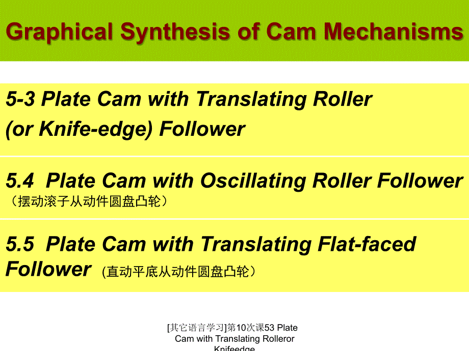 其它语言学习第10次课53PlateCamwithTranslatingRollerorKnifeedge课件_第1页