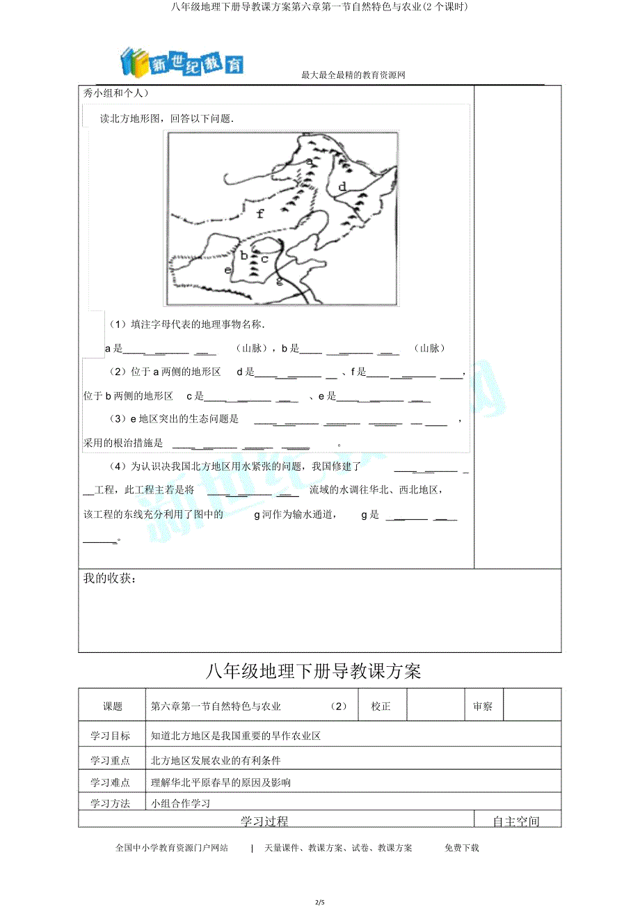 八年级地理下册导学案第六章第一节自然特征与农业(2个课时).doc_第2页