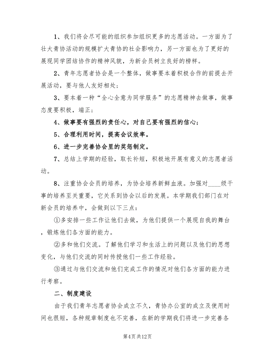 2022年青年志愿者协会工作计划范本_第4页