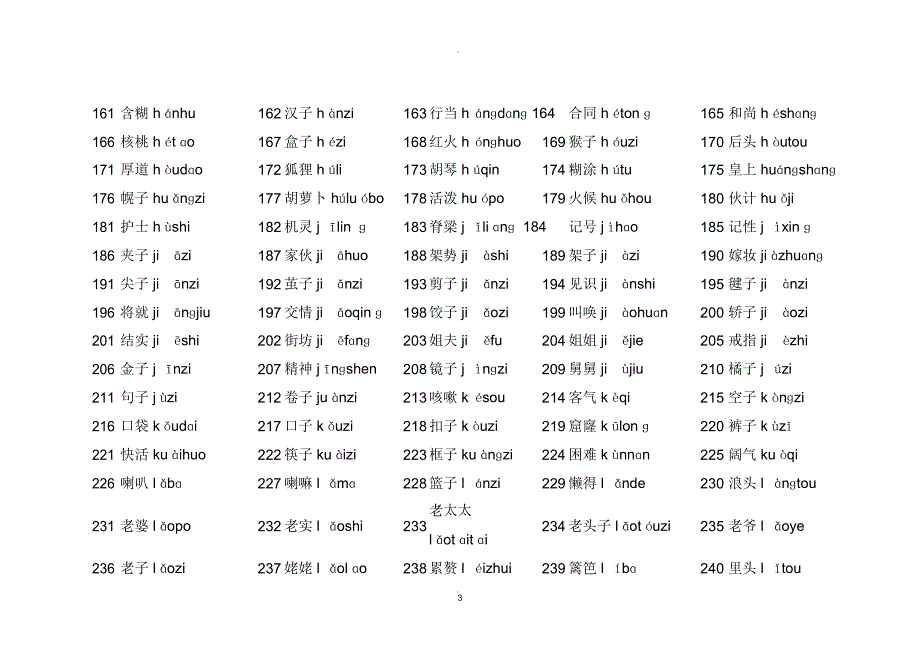 普通话水平测试用常用必读轻声词语表_第3页