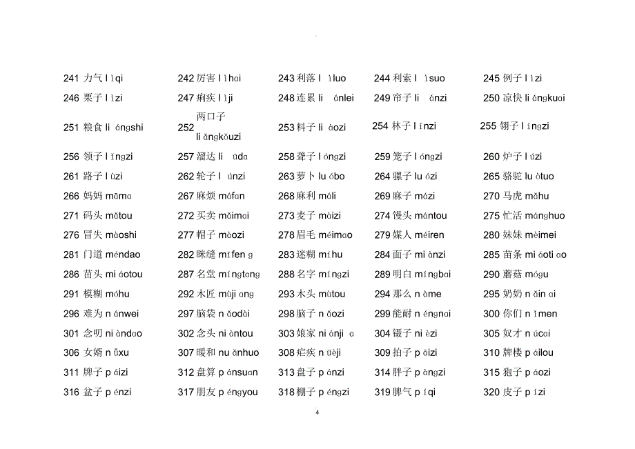 普通话水平测试用常用必读轻声词语表_第4页