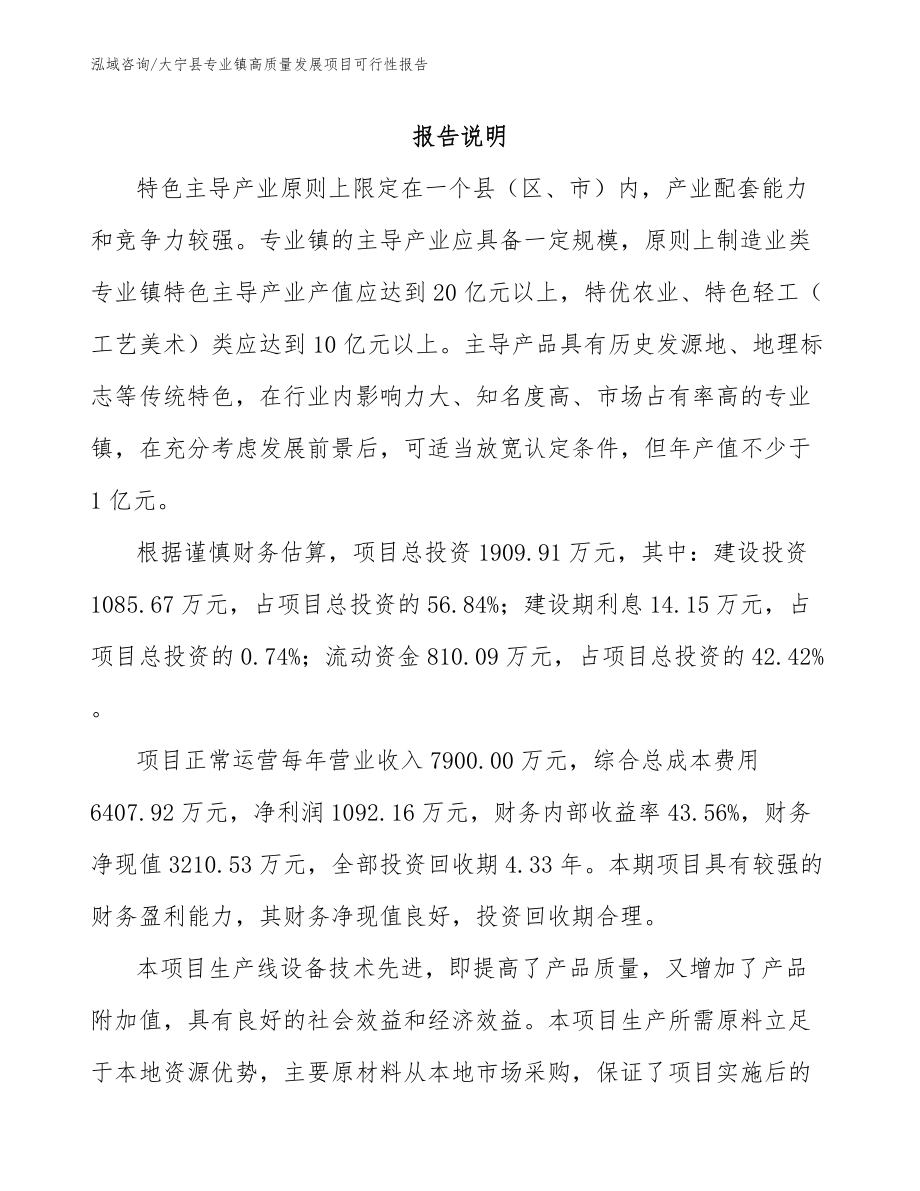 大宁县专业镇高质量发展项目可行性报告模板范本_第2页