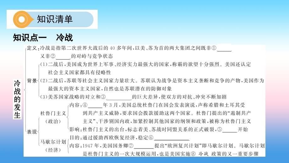 河南省中考历史总复习第一部分模块四世界历史下第五单元冷战和美苏对峙的世界课件_第5页