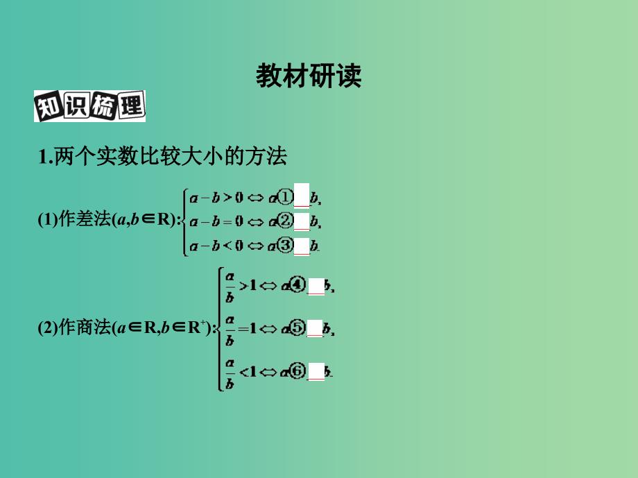 高考数学一轮复习第七章不等式第一节不等关系与不等式课件文.ppt_第3页