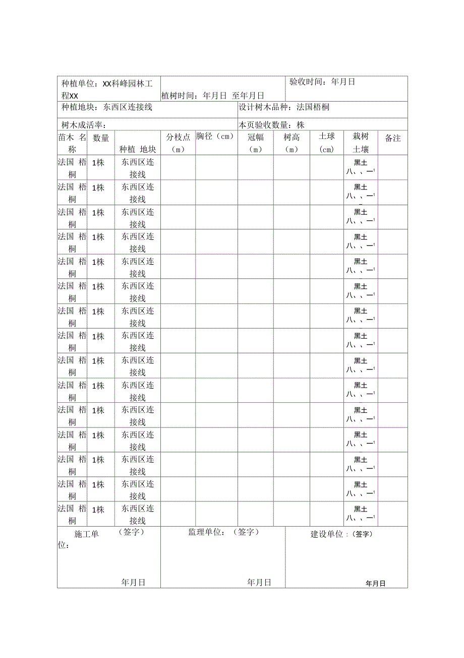 绿化工程苗木验收表(白)_第2页