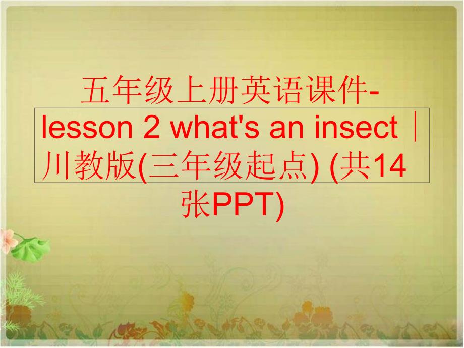 精品五年级上册英语课件lesson2whatsaninsect川教版三年级起点共14张PPT可编辑_第1页