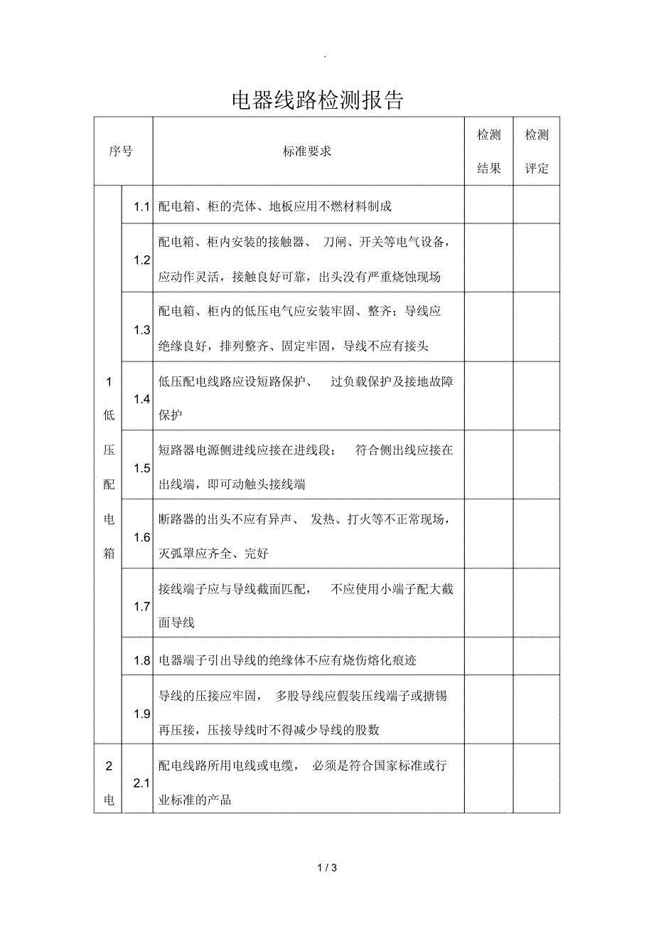 消防电器线路检测报告(模板)_第1页