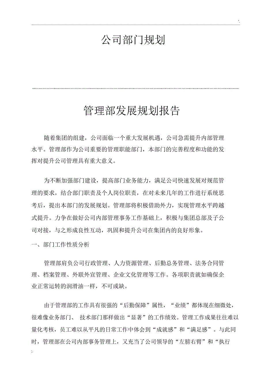 公司管理部发展规划报告_第1页