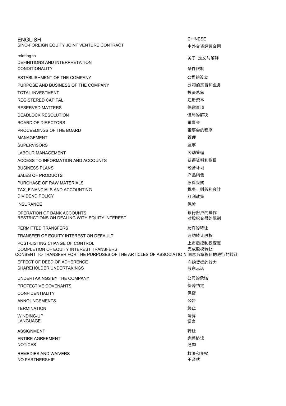 股权转让合同术语-中英对照_第1页