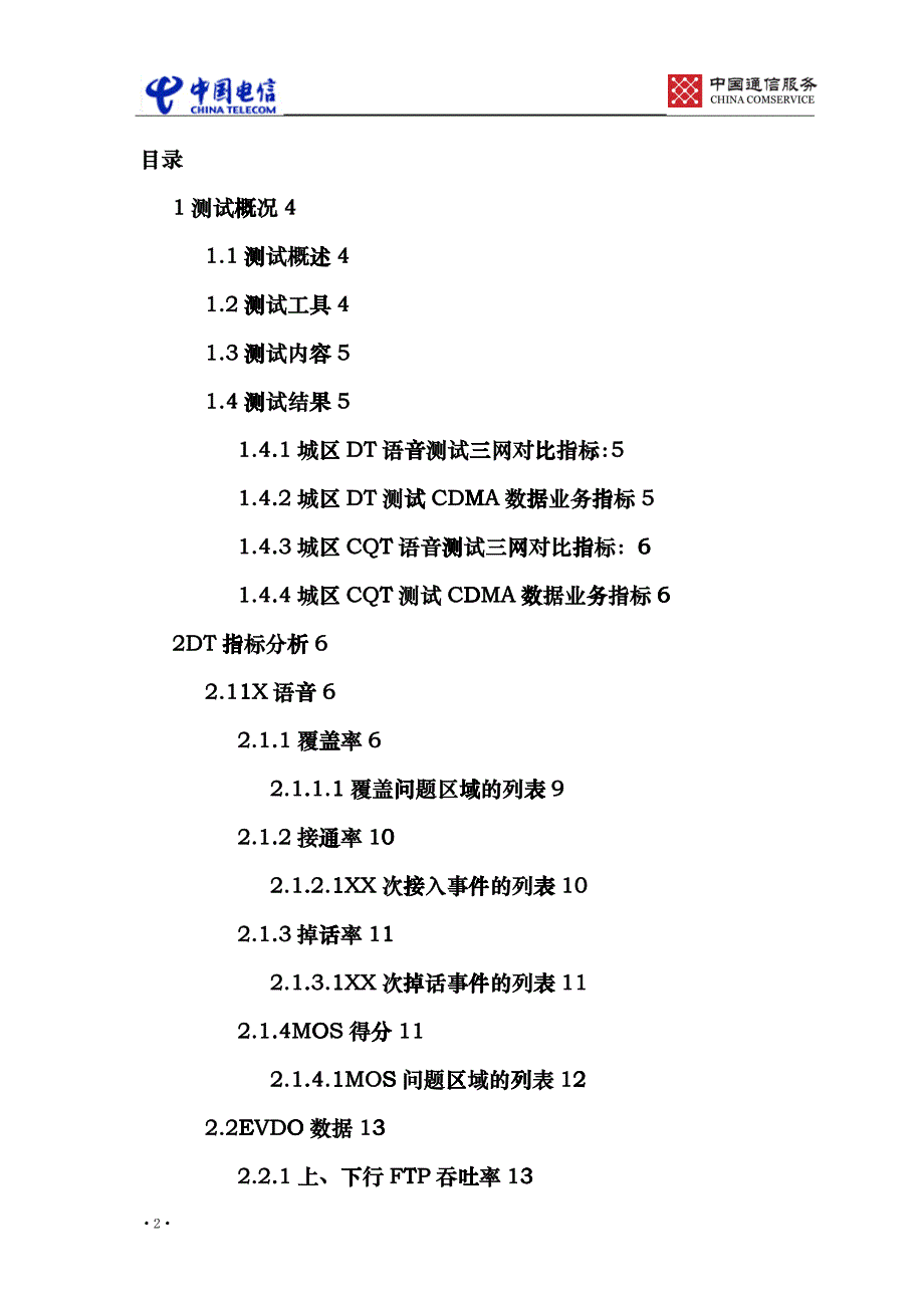 技术服务分公司无线网络测试分析报告模板-XXXX0301_第2页