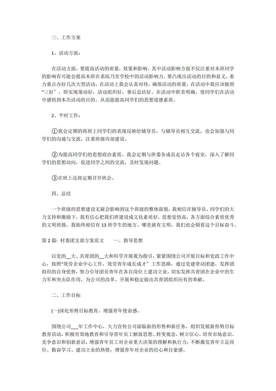 关于村委团支部计划范文_第2页