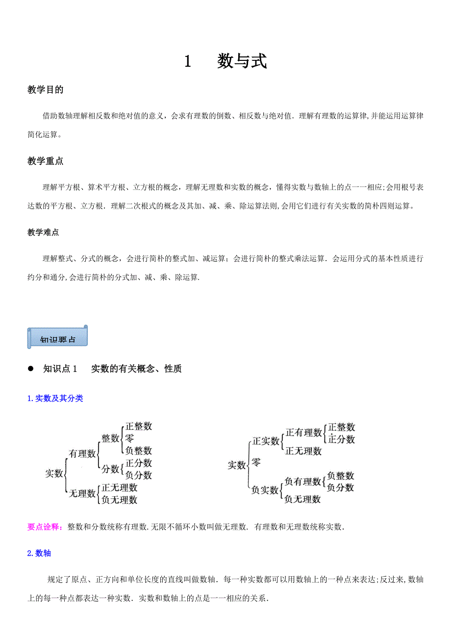 实数与整式---中考复习专题一数与式_第1页