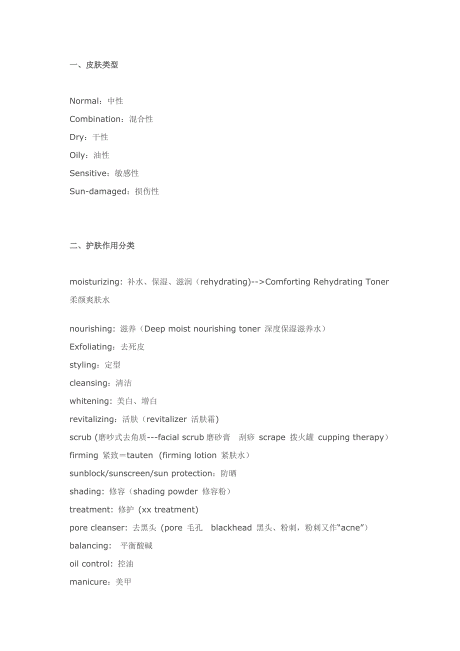 护肤产品英语单词.doc_第1页