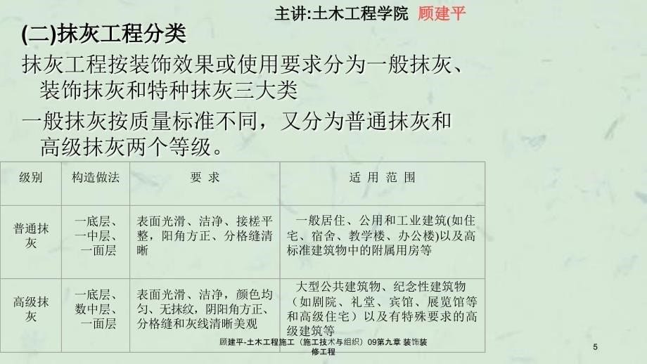 顾建平土木工程施工施工技术与组织09第九章装饰装修工程课件_第5页