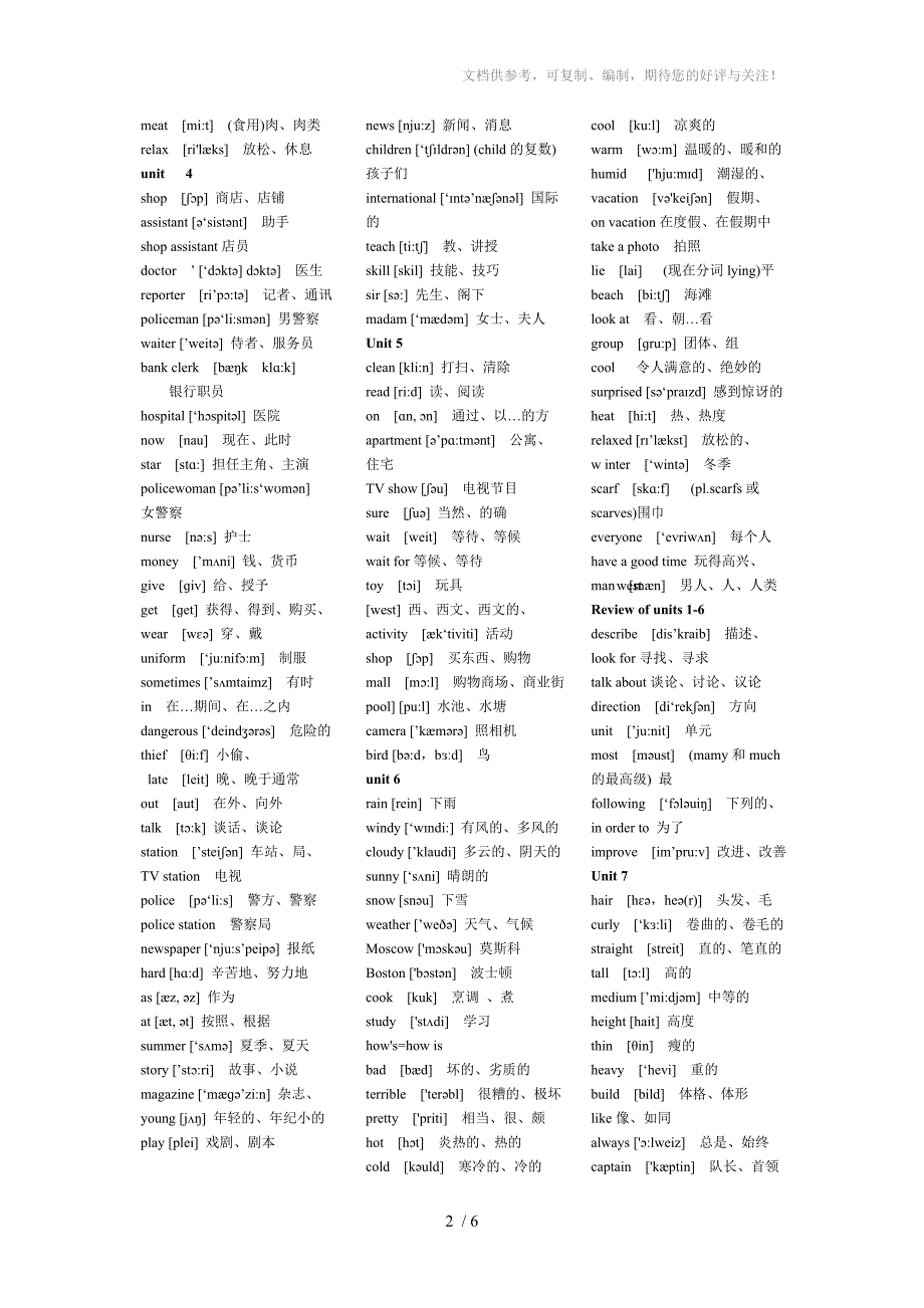 初中英语单词(带音标汉语可编辑)_第2页
