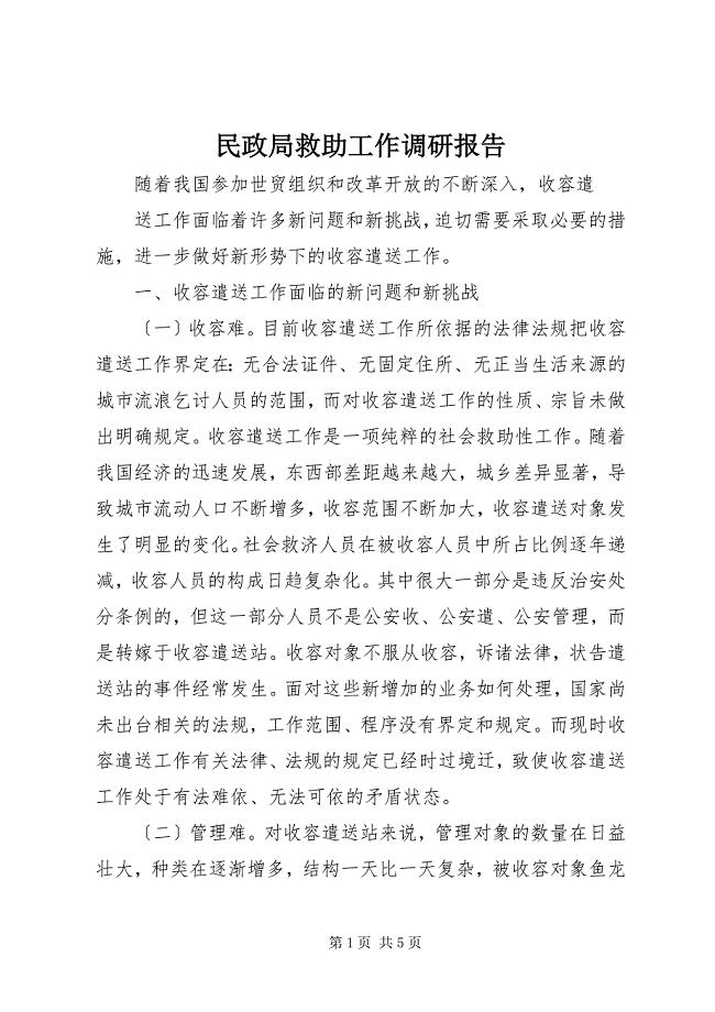 2023年民政局救助工作调研报告.docx