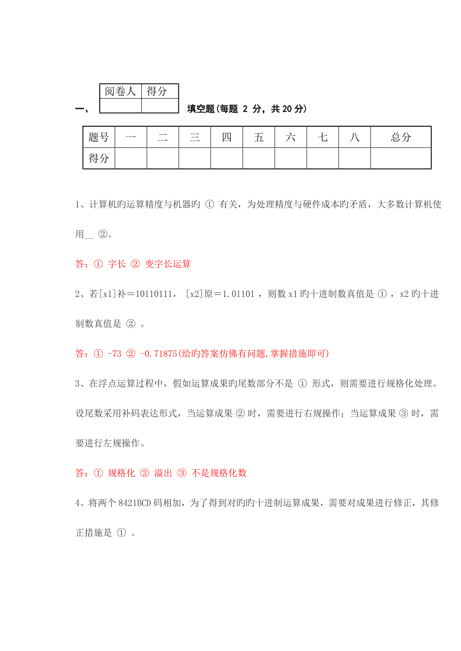 2023年计算机组成与系统结构课程考试试卷.doc_第2页