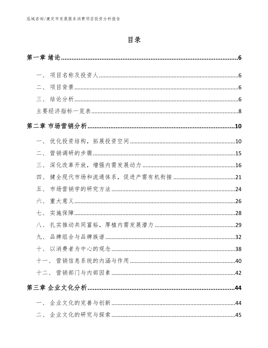 康定市发展服务消费项目投资分析报告_第1页