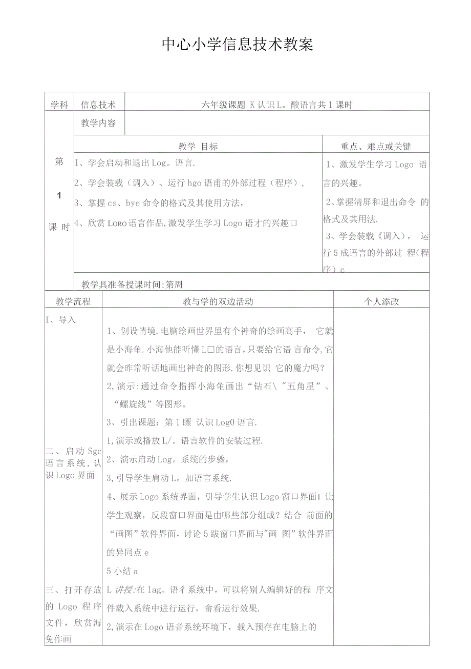 福建教育出版社小学信息技术六年级下册全册教案_第1页