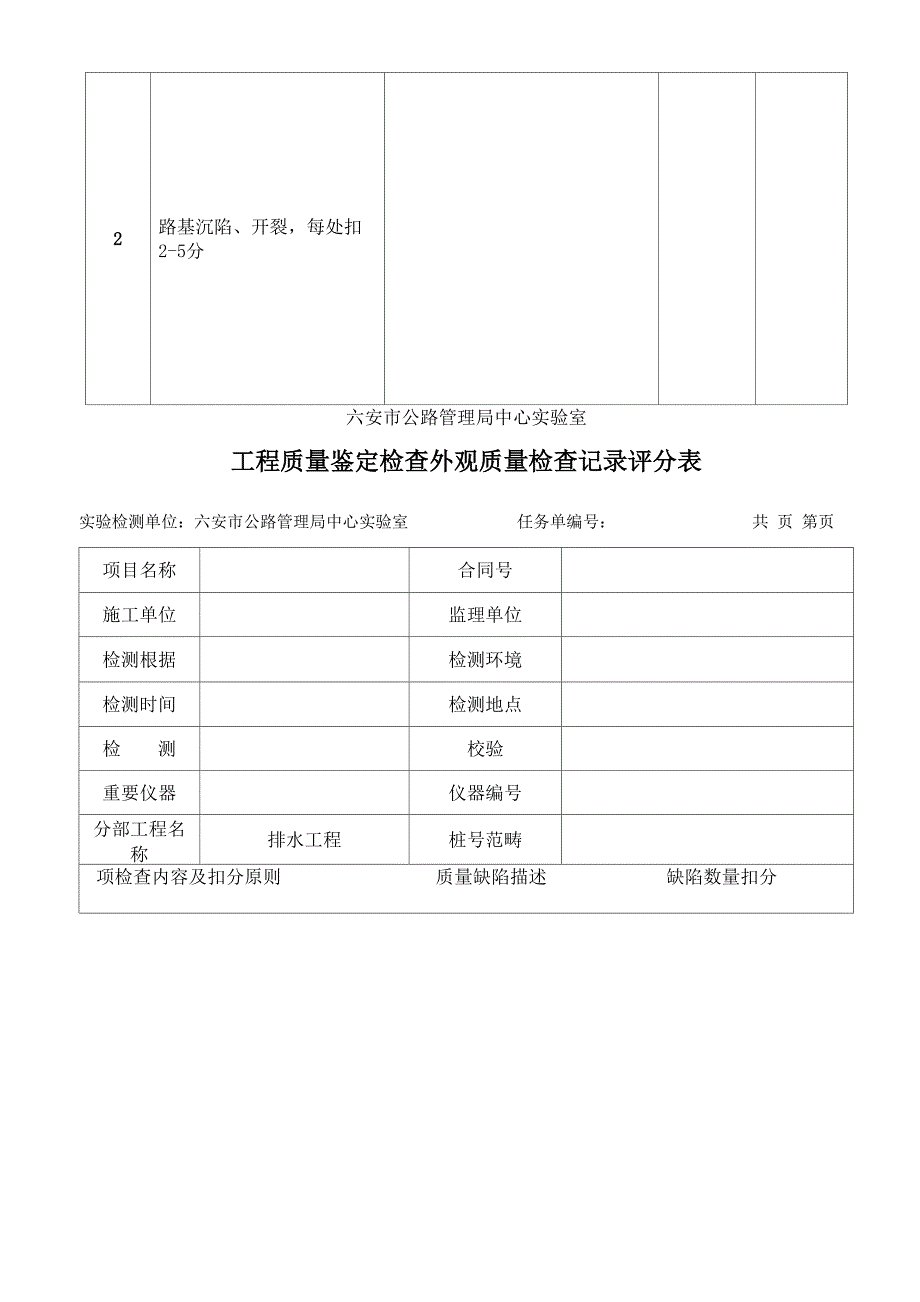 关键工程质量鉴定检查外观质量检查记录评分表_第2页