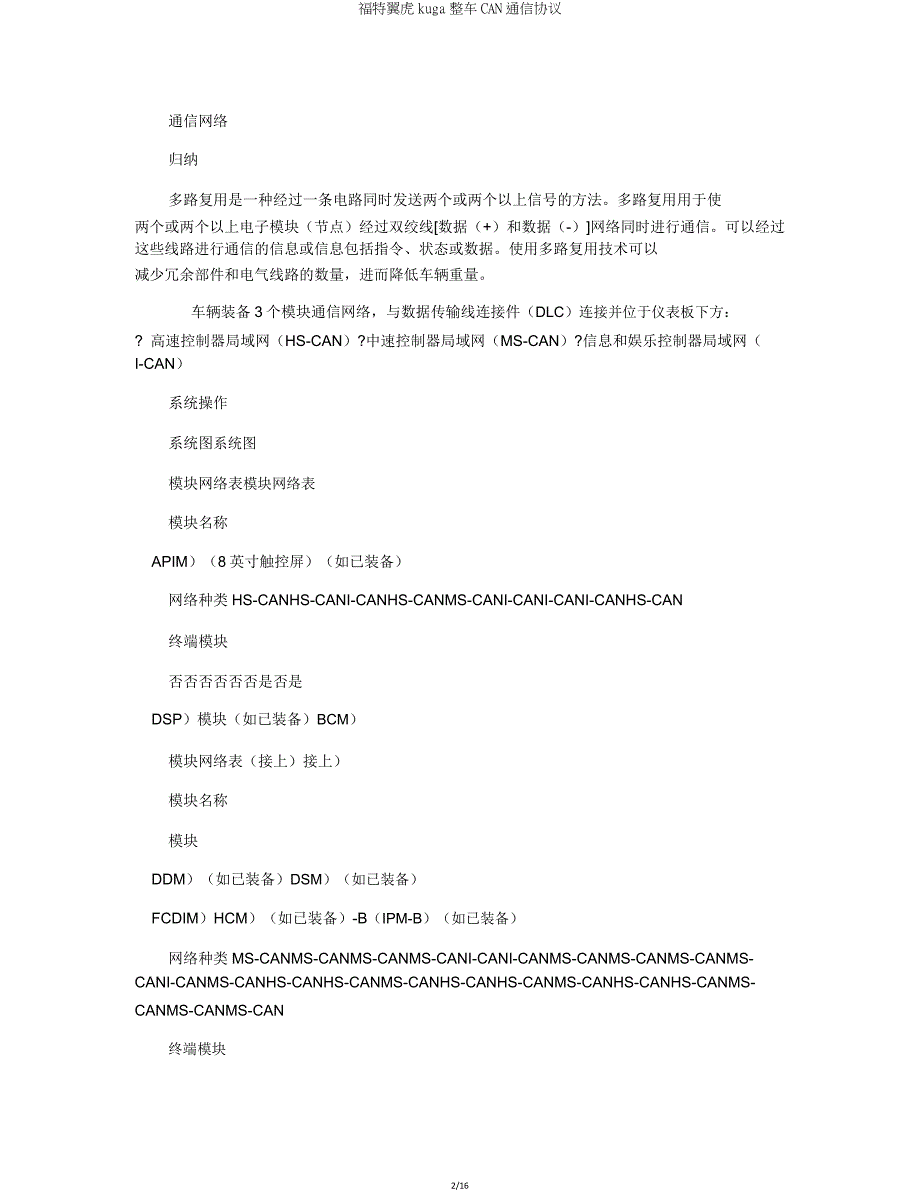 福特翼虎kuga整车CAN通讯协议.doc_第2页