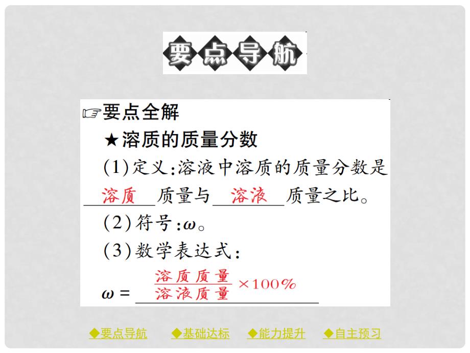 九年级化学下册 第九单元 溶液 课题3 课时1 溶质的质量分数与溶液配置课件 （新版）新人教版_第2页