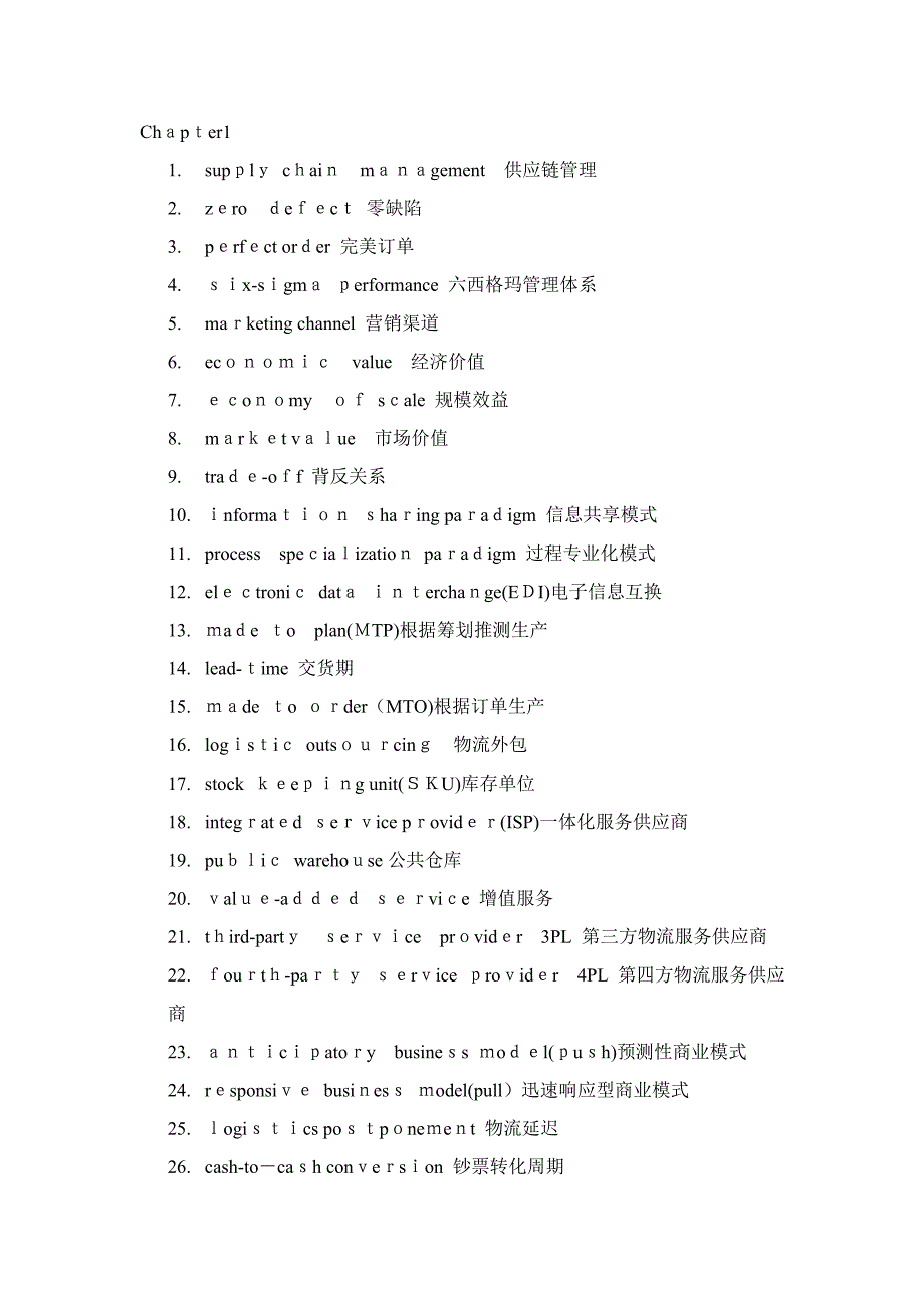 供应链物流管理专业词汇整理_第1页