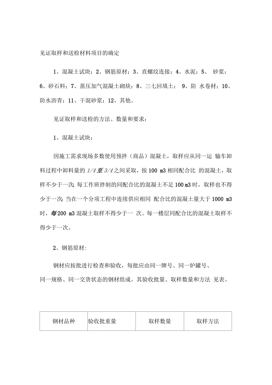 见证取样和送检的方法、数量和要求_第1页