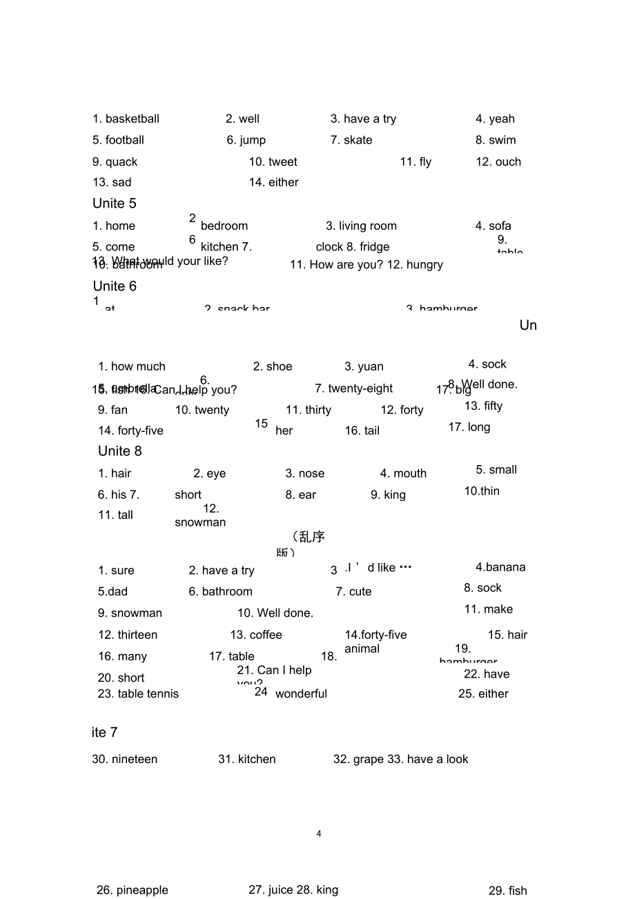 (完整版)苏教版四年级英语(上册)单词默写_第4页