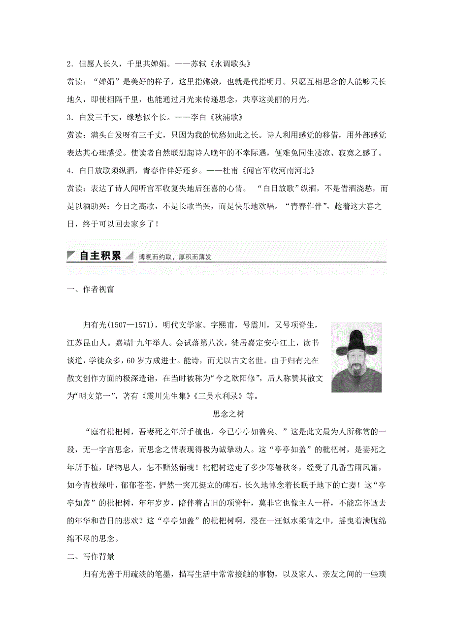 2022年高中语文 第一单元 至爱亲情 自读文本 项脊轩志学案 鲁人版必修3_第2页