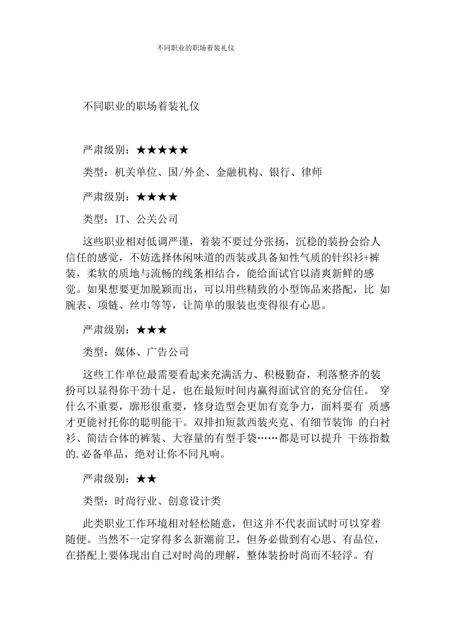 不同职业的职场着装礼仪_第1页