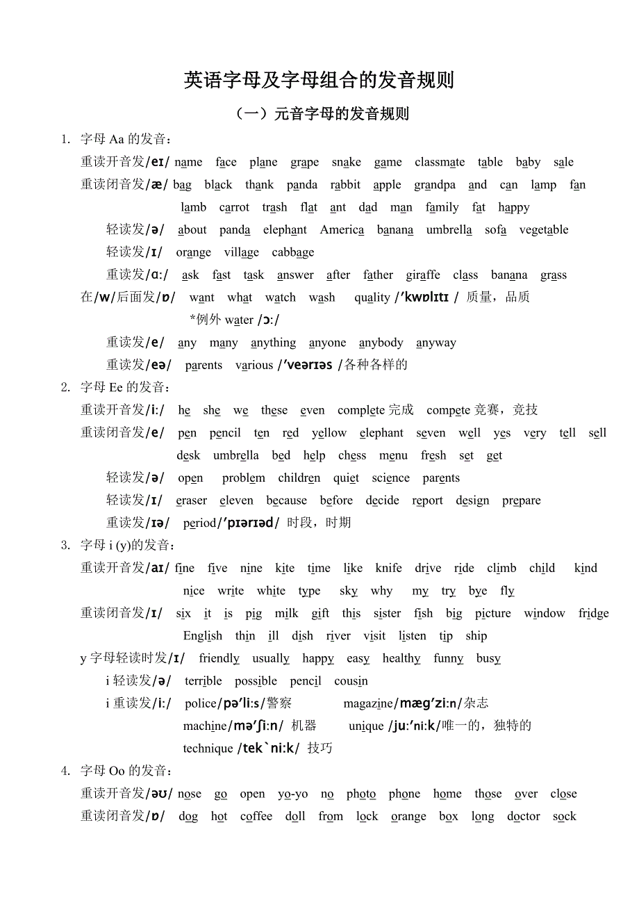 (完整版)英语字母的发音规则_第1页