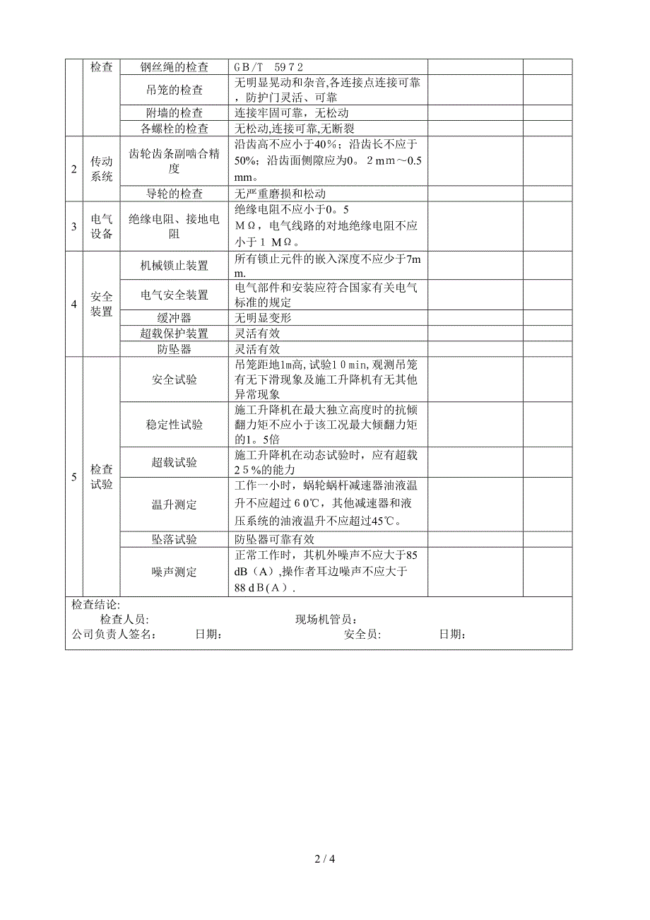 大型机械检查、维修保养记录表_第2页