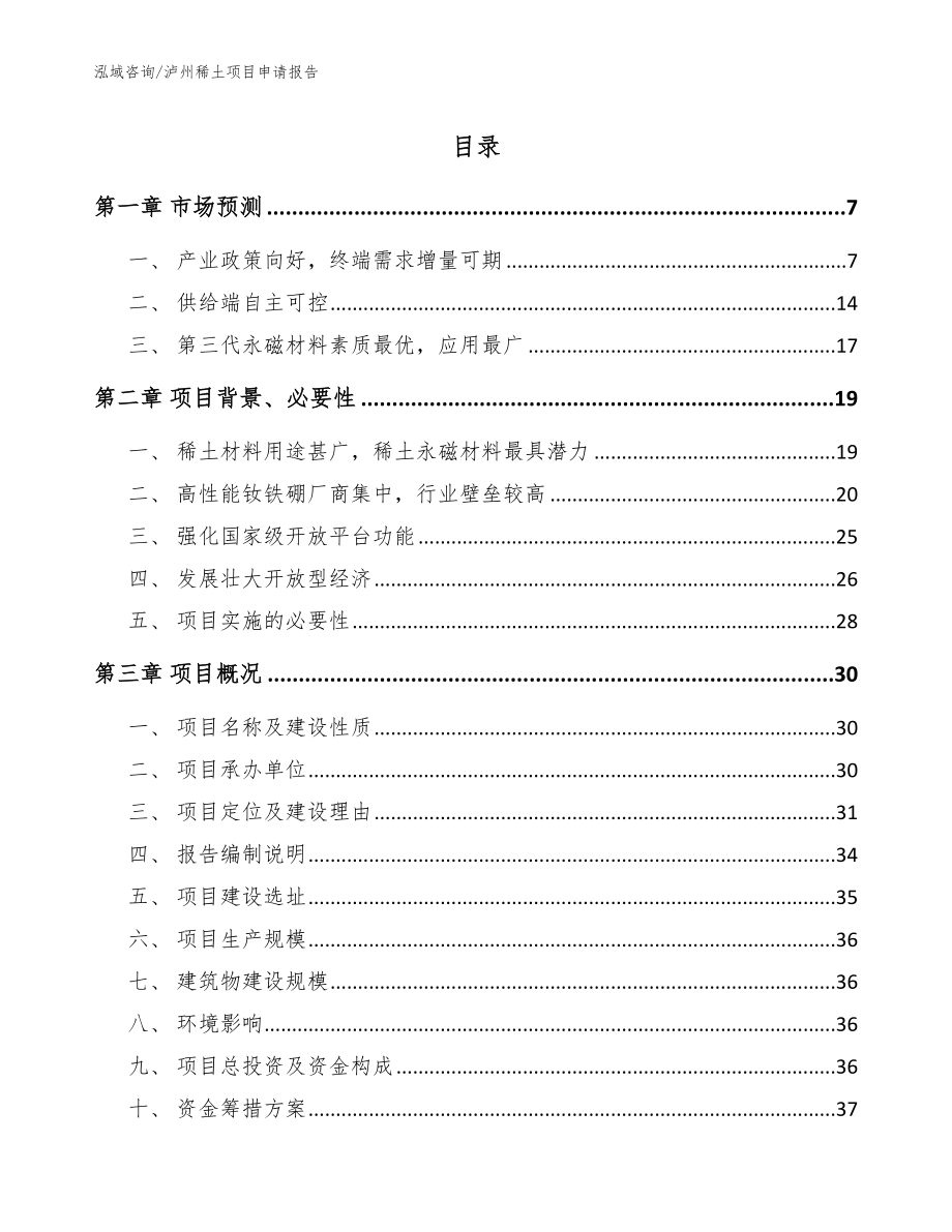 泸州稀土项目申请报告_参考范文_第1页