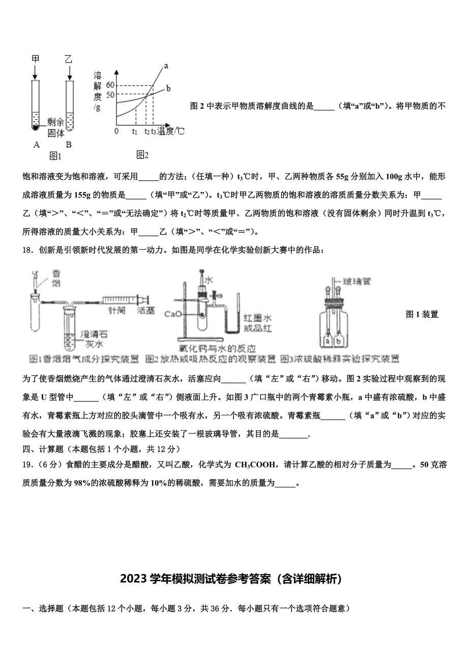 2023届四川省雅安中学中考化学考试模拟冲刺卷（含答案解析）.doc_第5页