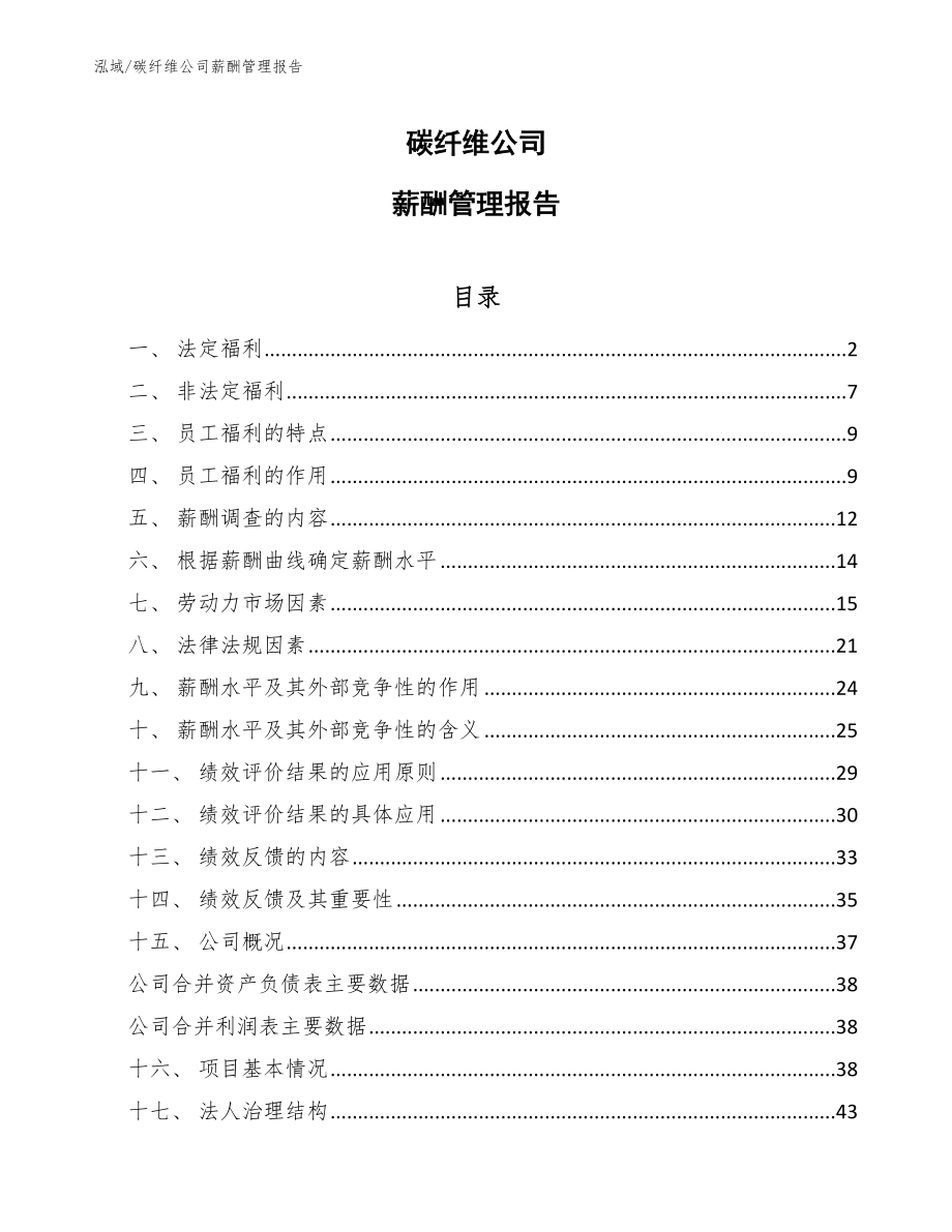 碳纤维公司薪酬管理报告_第1页