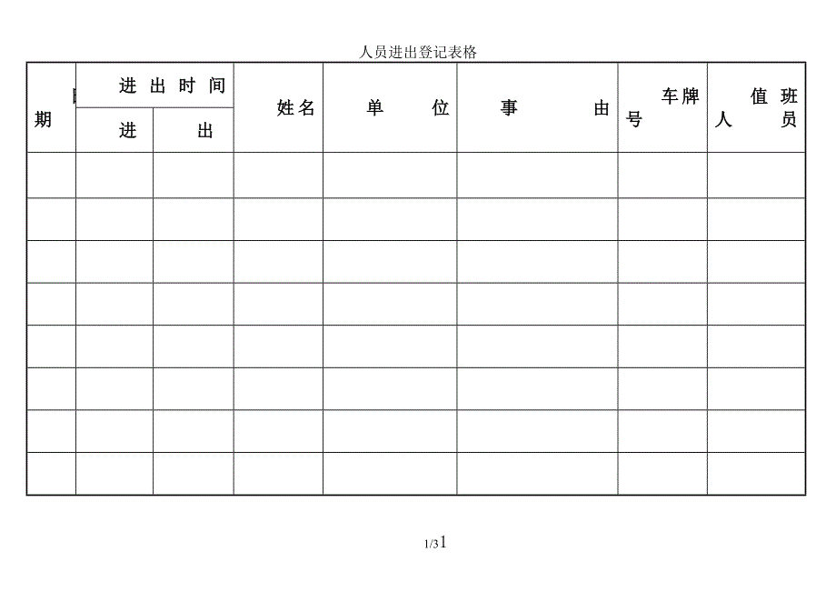 人员进出登记表格.doc_第1页