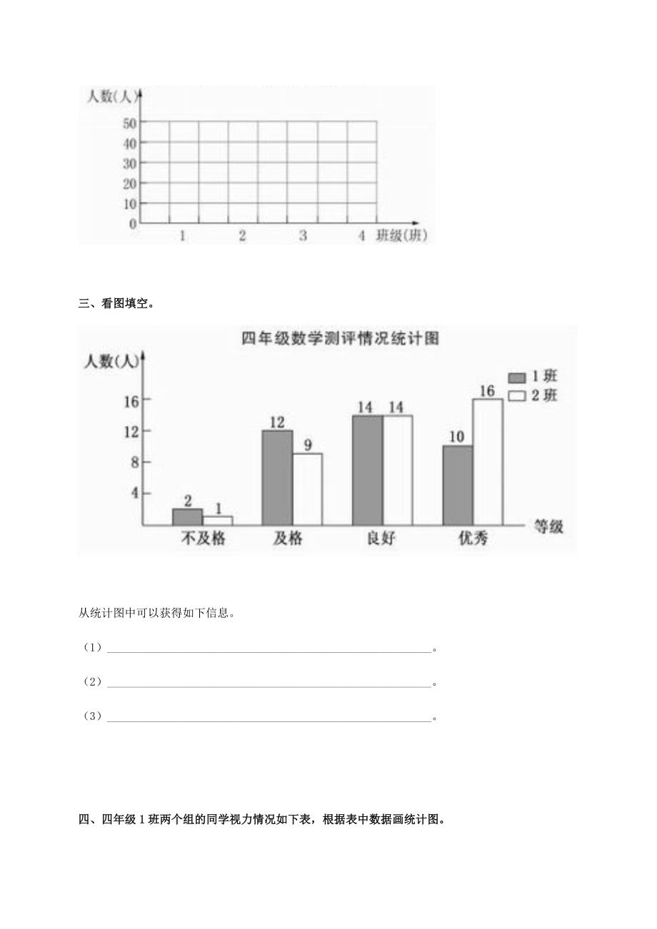 四年级数学下册 条形统计图练习 西师大版_第2页