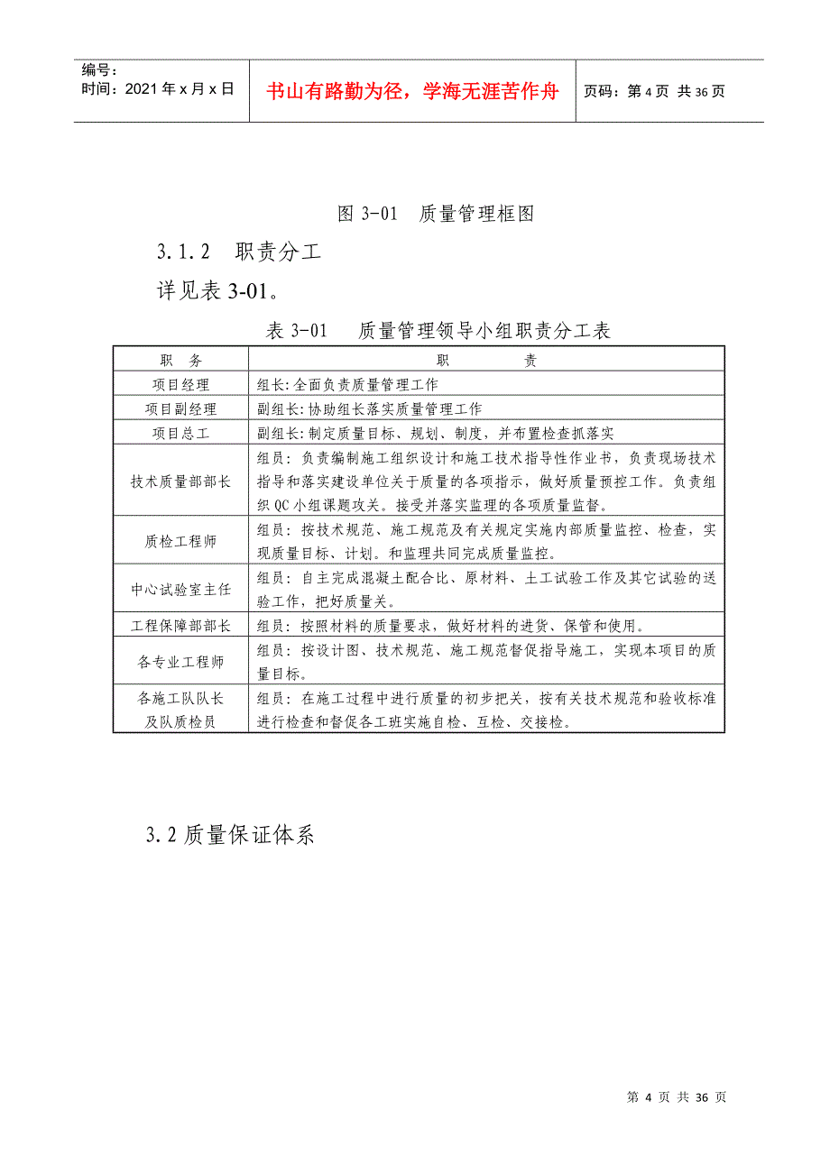 施工质量目标_质量保证体系_第4页