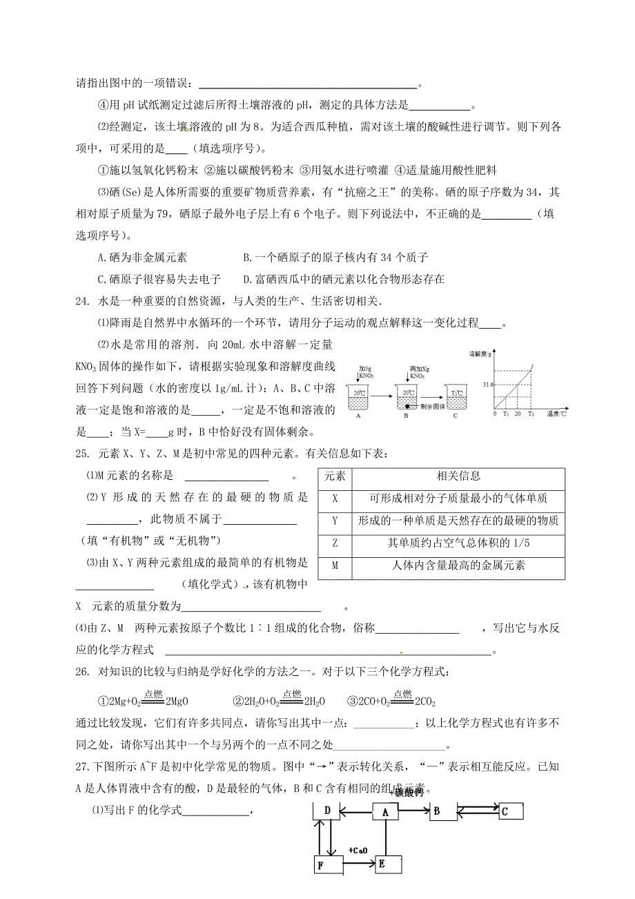 山东省临沂市初中化学学业水平模拟测试试题3无答案_第5页