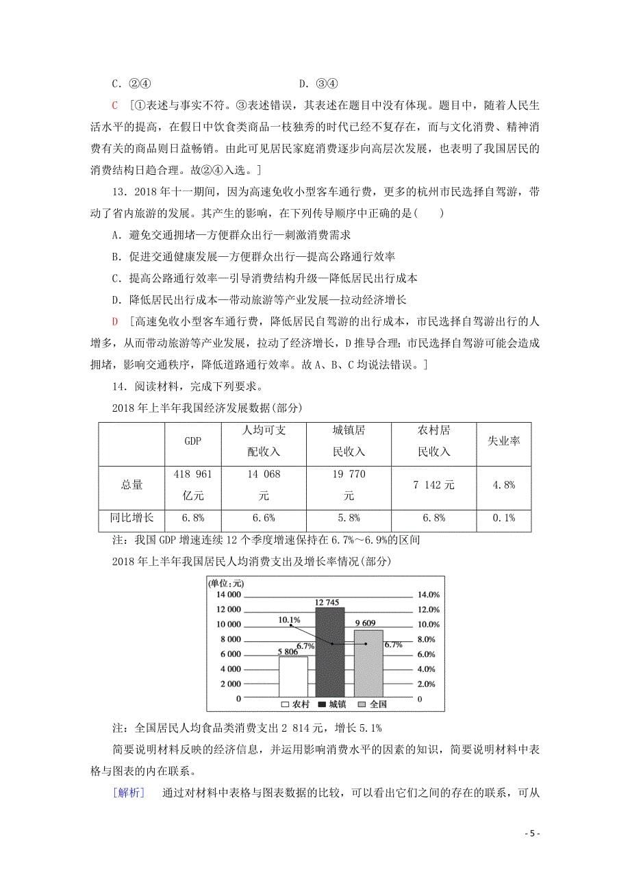 2019-2020学年高中政治 课时分层作业5 消费及其类型（含解析）新人教版必修1_第5页