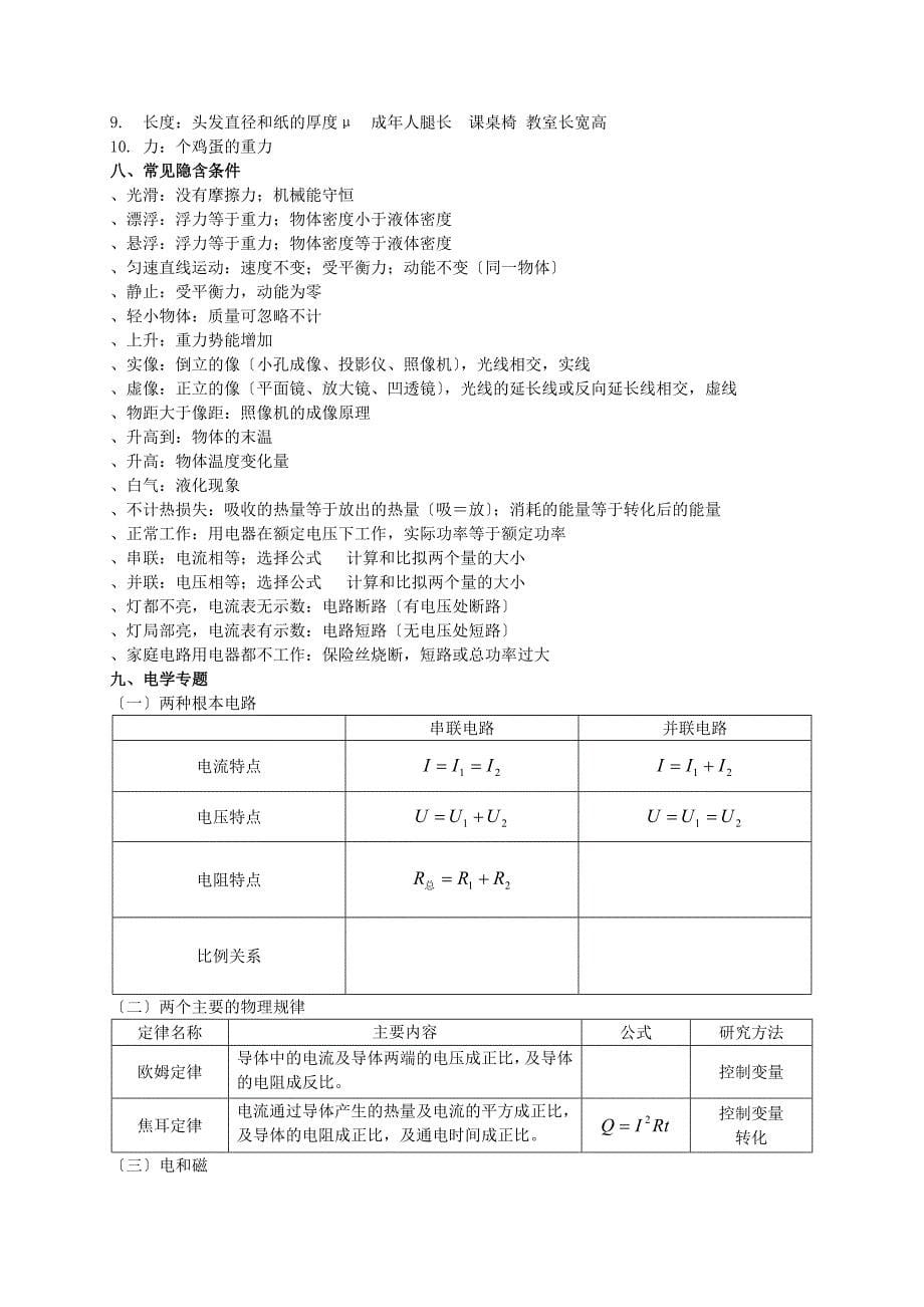 中考物理专题复习知识点汇总_第5页