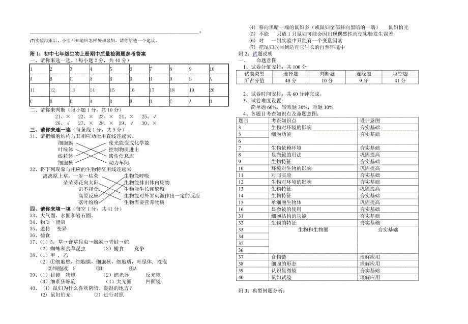 苏教版七年级上册生物期中测试试卷.doc_第5页